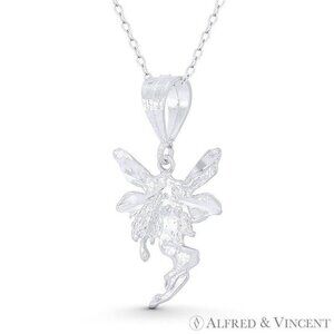 Winged Pixie / Fairy / Nymph Charm Pendant in .925 Sterling Silver